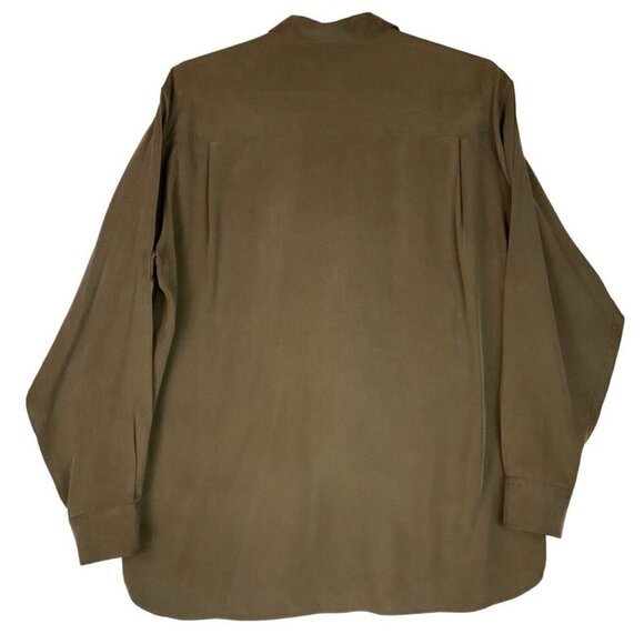 Tommy Bahama Mens Shirt XL Chocolate Brown Silk Wool Long Sleeve Button Down - Picture 3 of 8